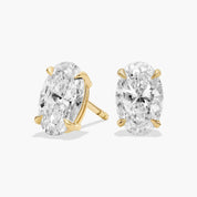 Yellow Gold Oval Diamond Stud Earrings