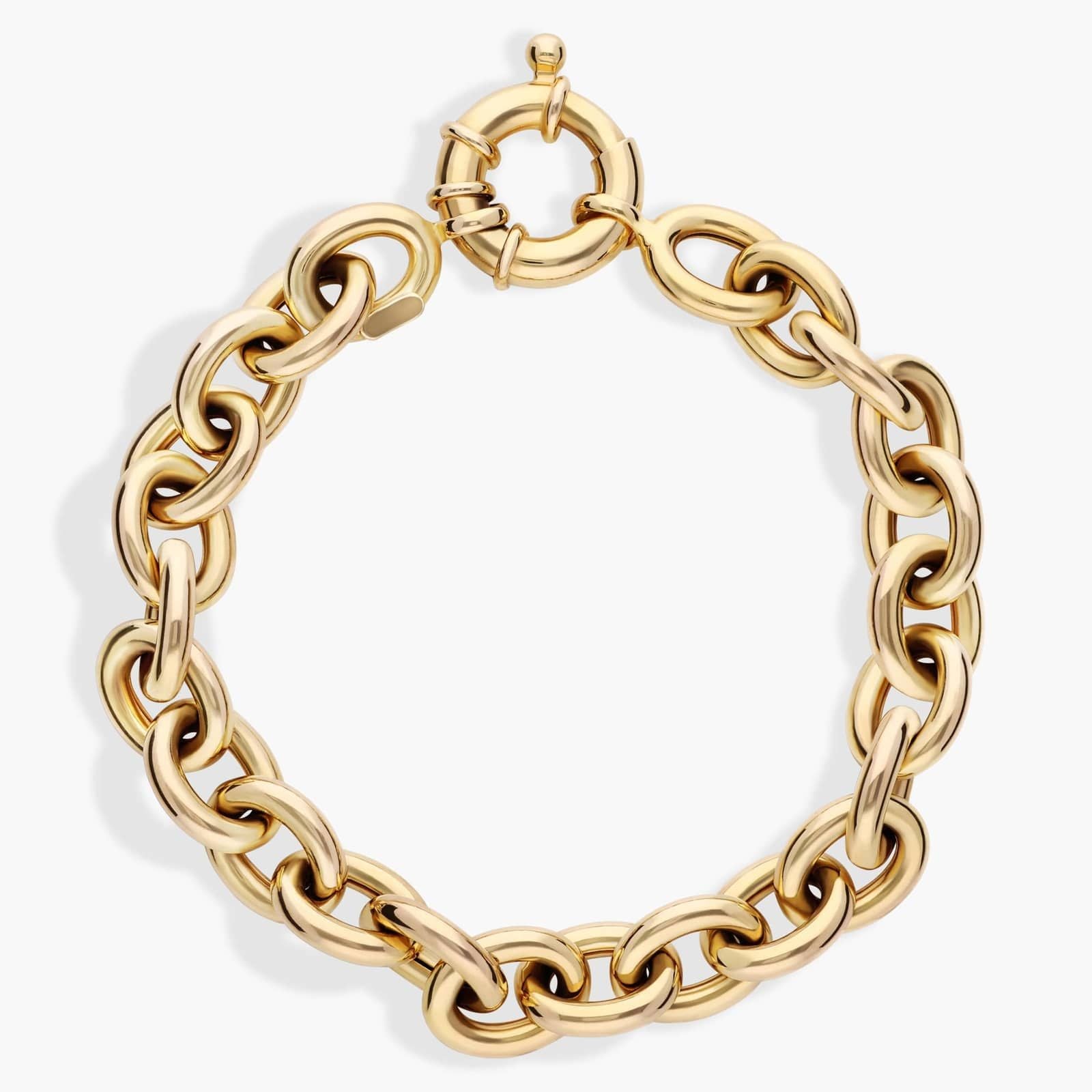 Yellow Gold Oval Link Bracelet with Spring Ring Clasp