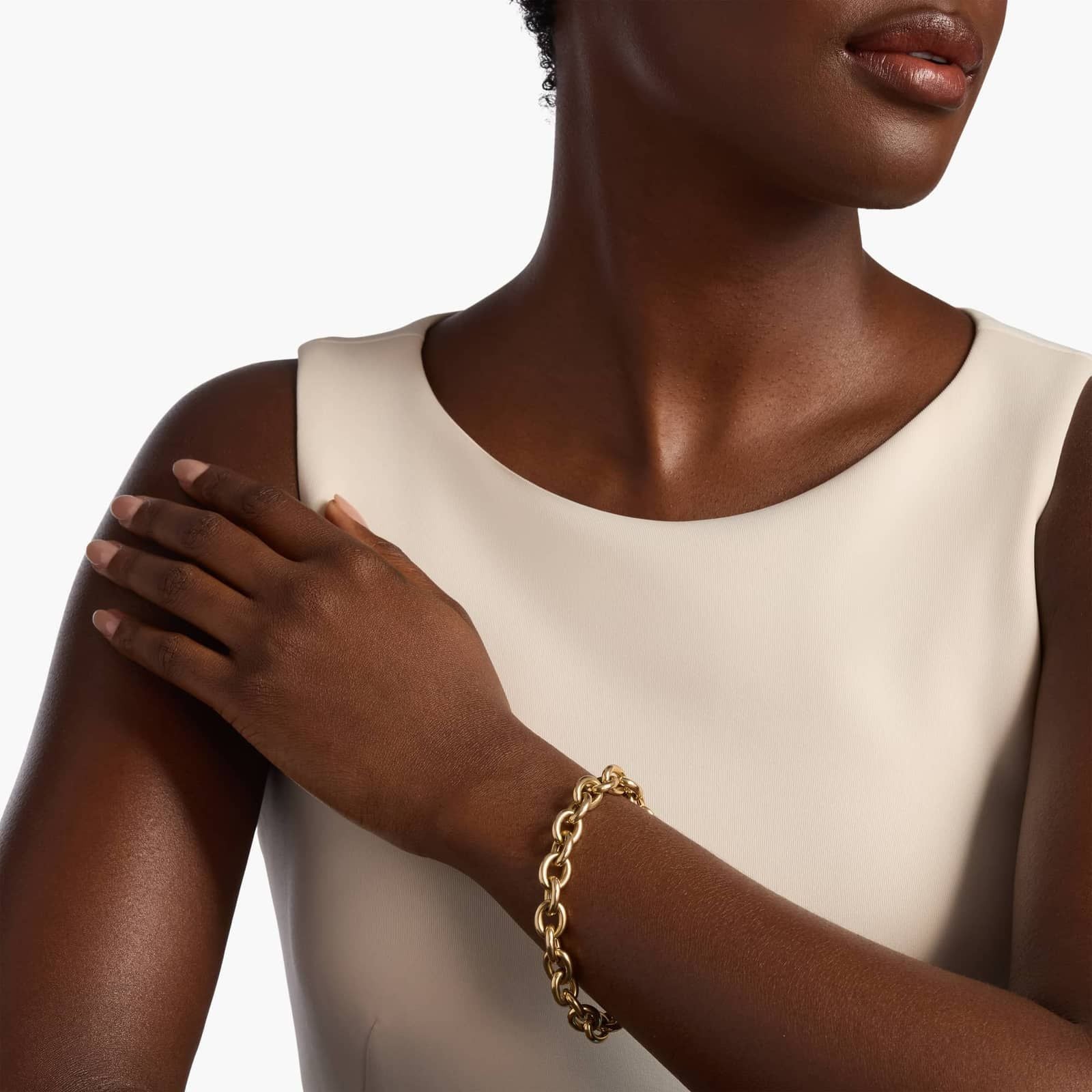 Yellow Gold Oval Link Bracelet with Spring Ring Clasp