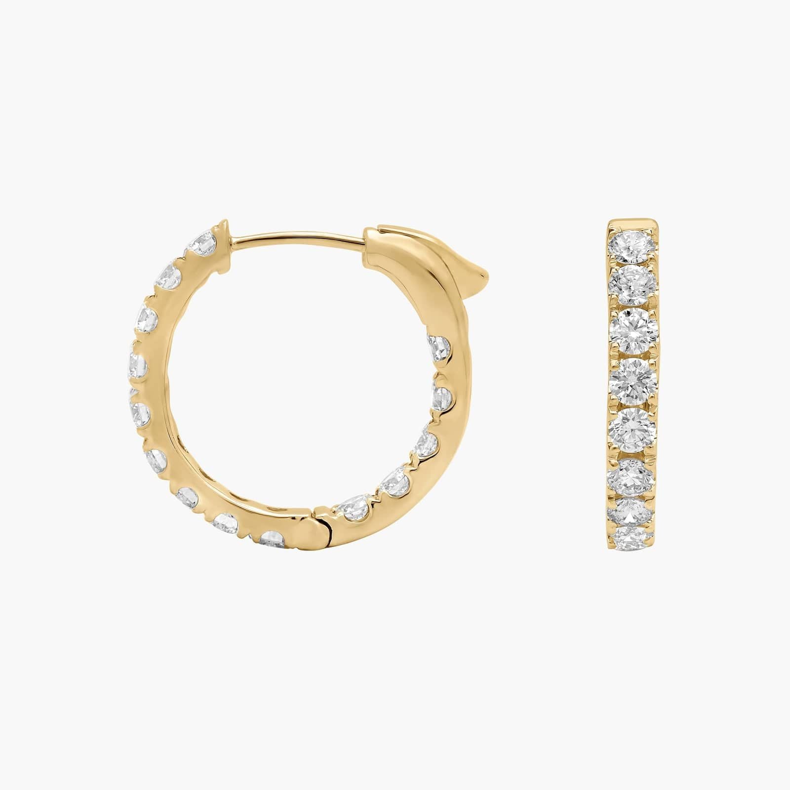Yellow Gold Round Diamond Huggie Hoop Earrings
