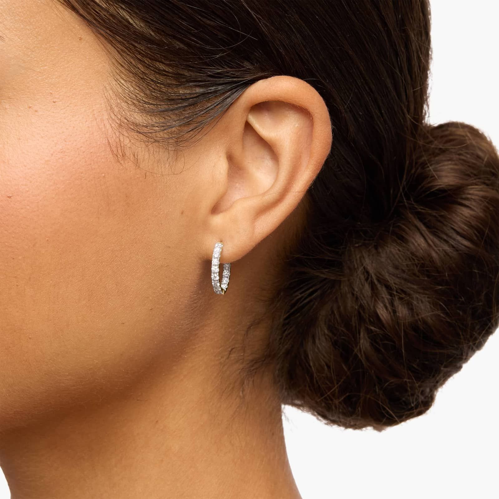 Yellow Gold Round Diamond Huggie Hoop Earrings