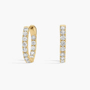 Yellow Gold Round Diamond Huggie Hoop Earrings