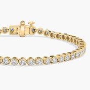 Yellow Gold Round Diamond Scalloped Tennis Bracelet