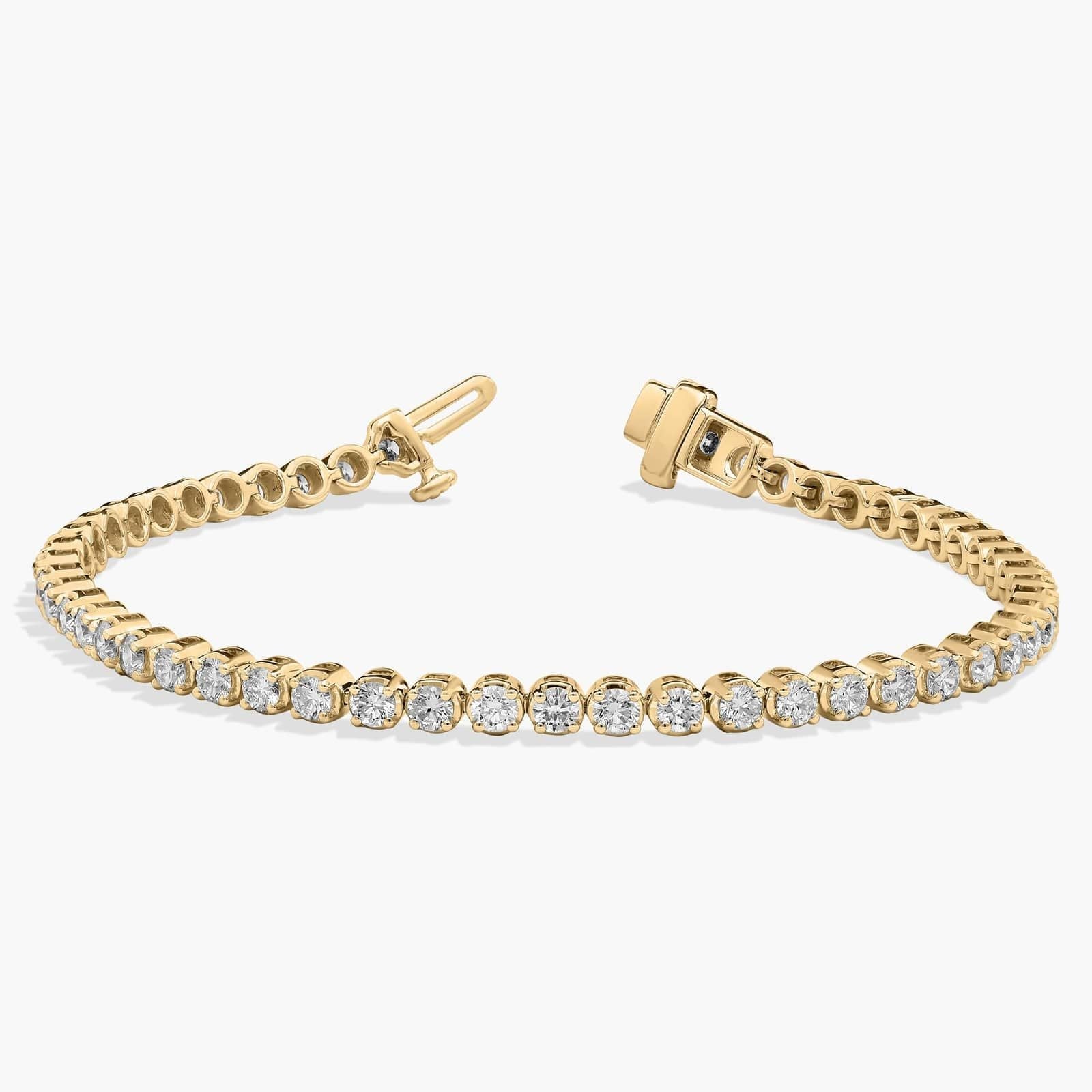 Yellow Gold Round Diamond Scalloped Tennis Bracelet