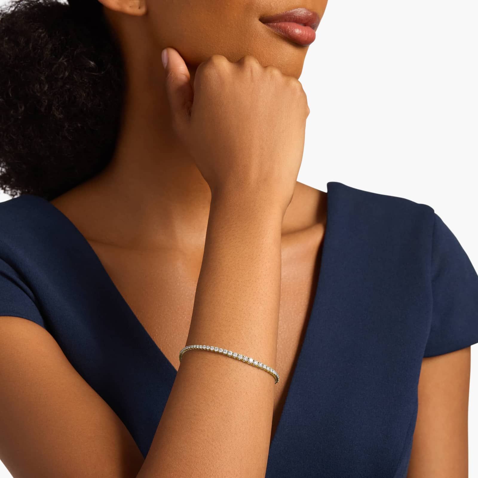 Yellow Gold Round Diamond Tennis Bracelet