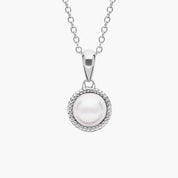 Sterling Silver Bezel Set Pearl Pendant Necklace