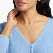 Sterling Silver Bezel Set Pearl Pendant Necklace