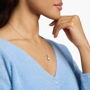 Sterling Silver Bezel Set Pearl Pendant Necklace