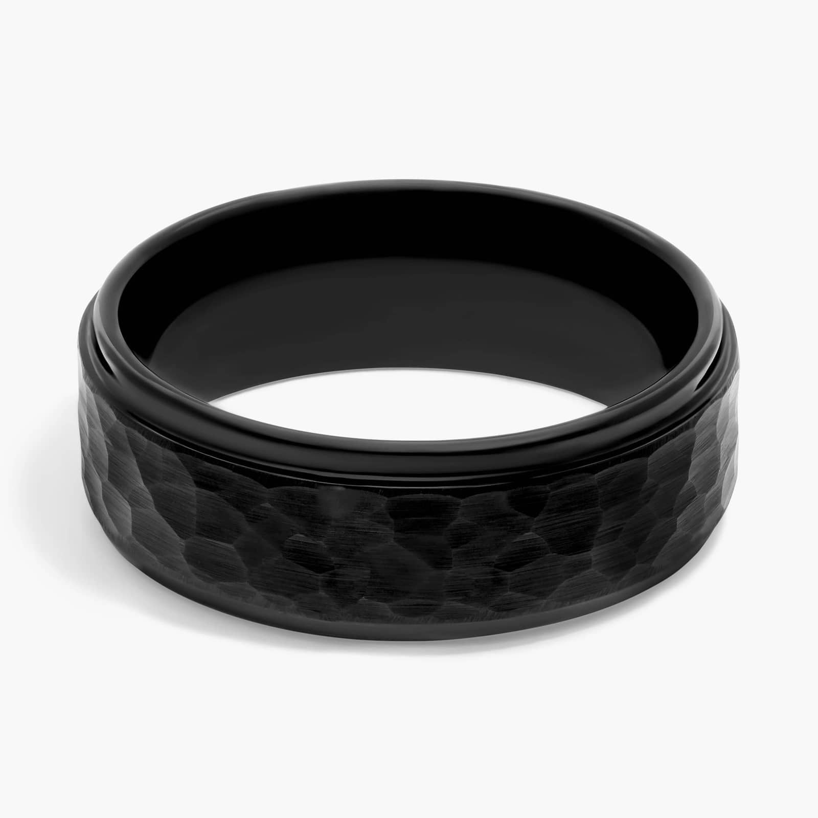 Sterling Silver Black Hammered Band Ring