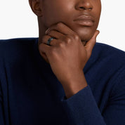 Sterling Silver Black Hammered Band Ring