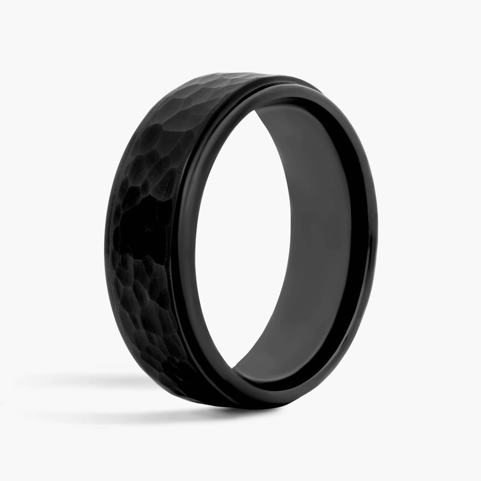 Sterling Silver Black Hammered Band Ring