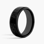 Sterling Silver Black Hammered Band Ring
