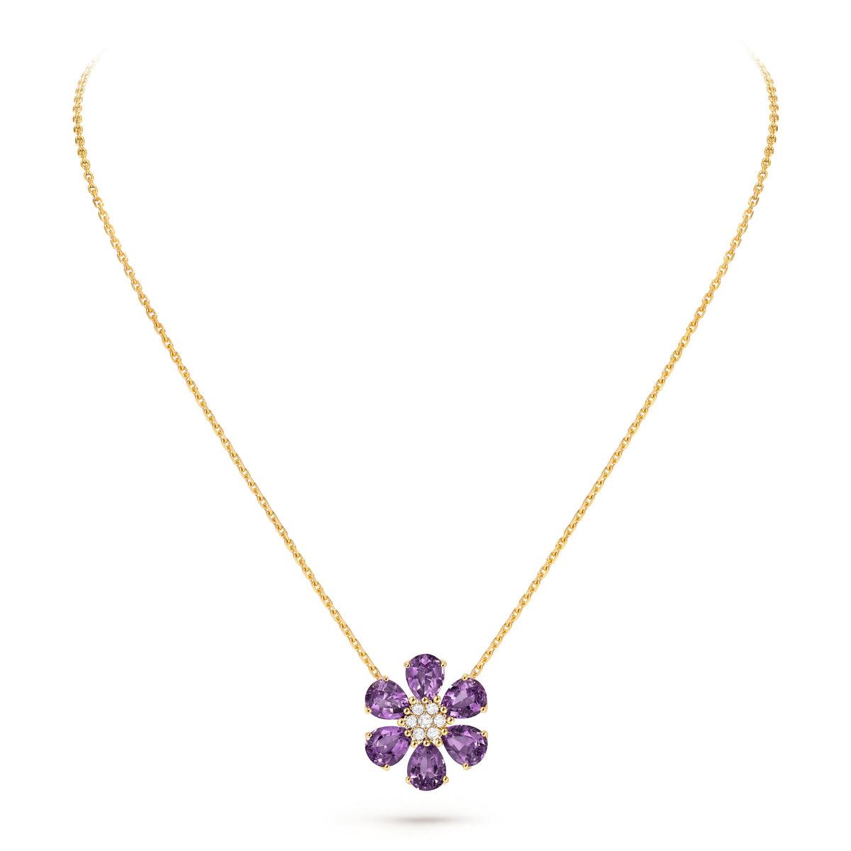Carave Paris Amethyst Blossom Flower Pendant Necklace
