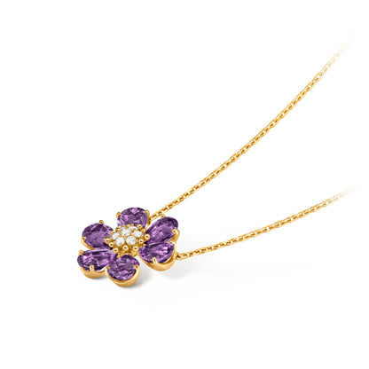 Carave Paris Amethyst Blossom Flower Pendant Necklace