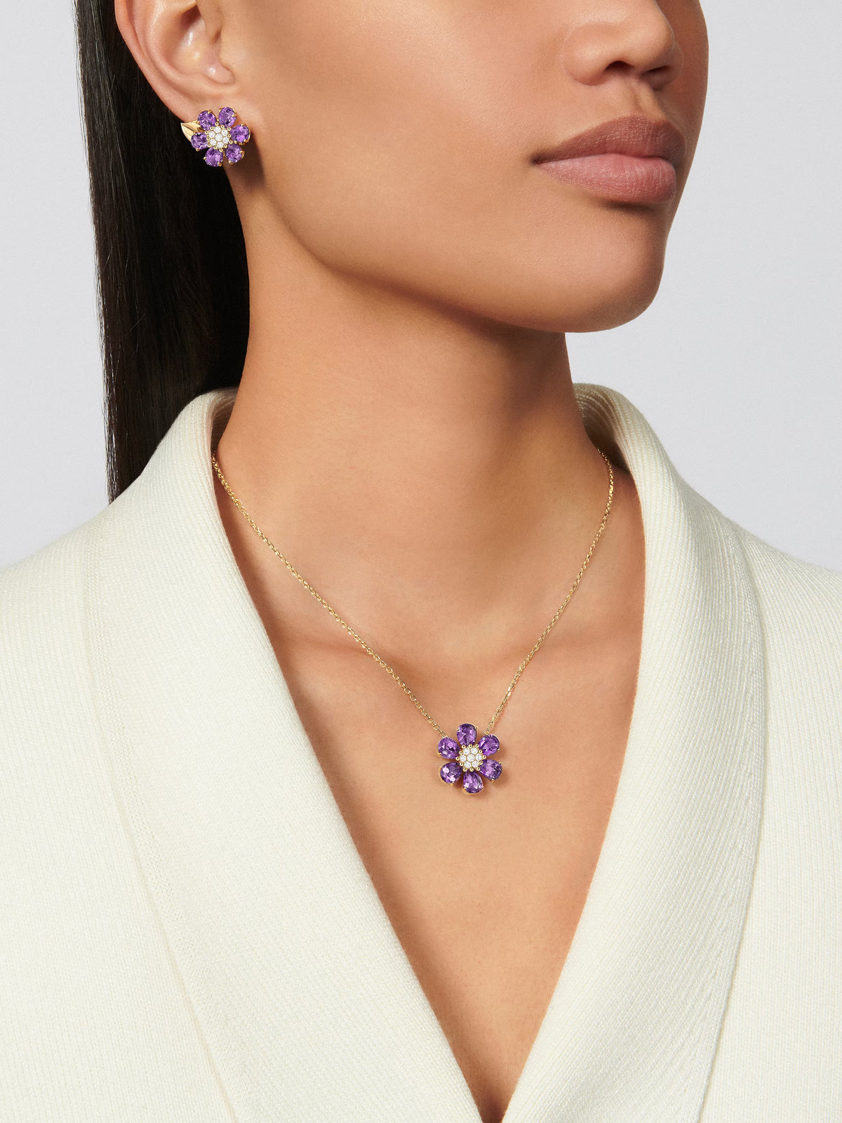 Carave Paris Amethyst Blossom Flower Pendant Necklace