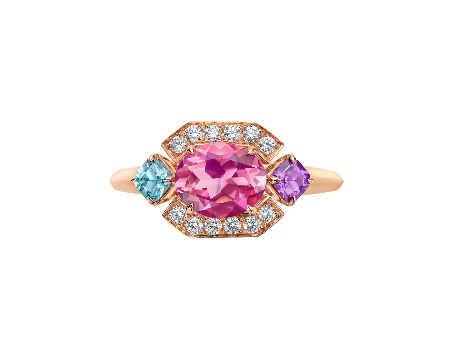 Carave Paris Art Deco Gemstone Halo Ring