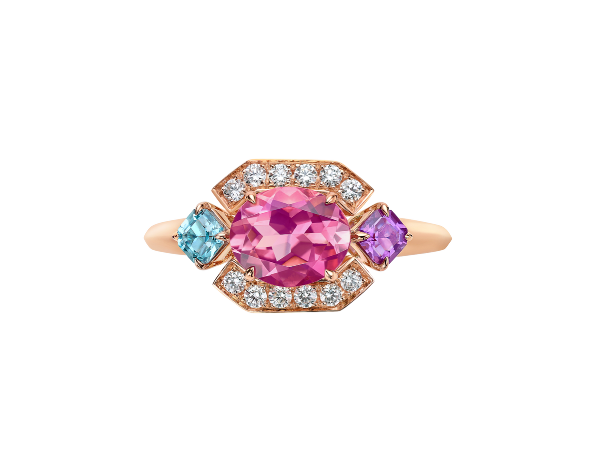 Carave Paris Art Deco Gemstone Halo Ring