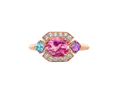Carave Paris Art Deco Gemstone Halo Ring