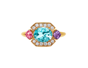 Carave Paris Art Deco Gemstone Halo Ring