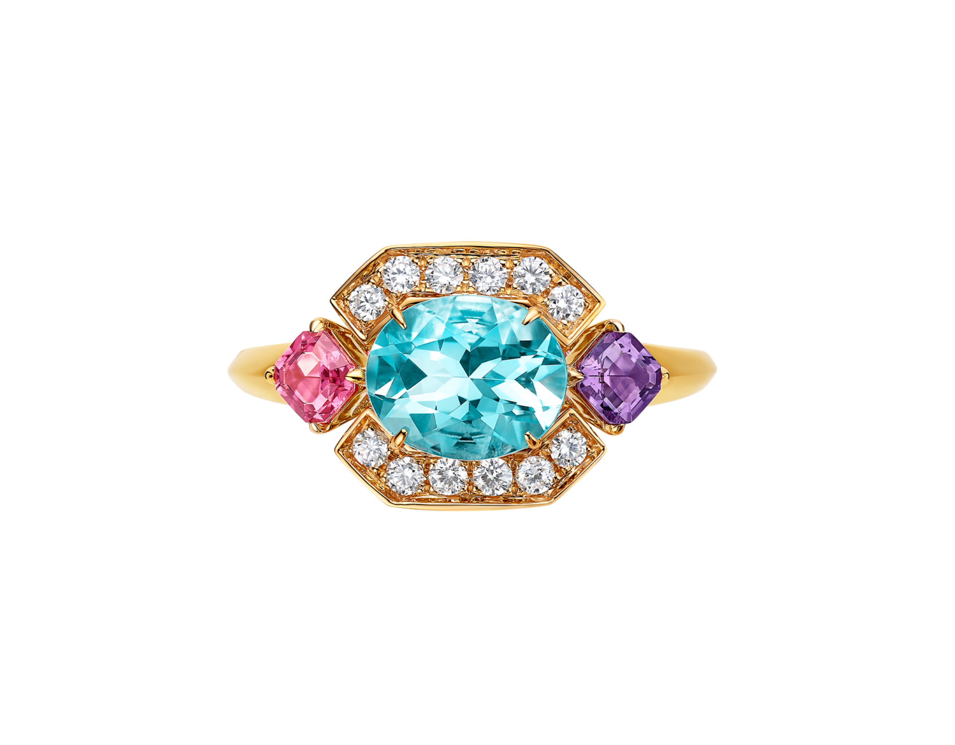 Carave Paris Art Deco Gemstone Halo Ring