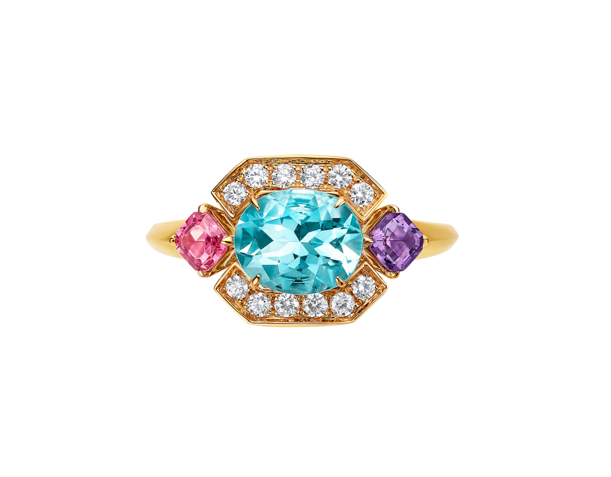 Carave Paris Art Deco Gemstone Halo Ring