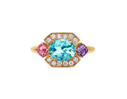 Carave Paris Art Deco Gemstone Halo Ring