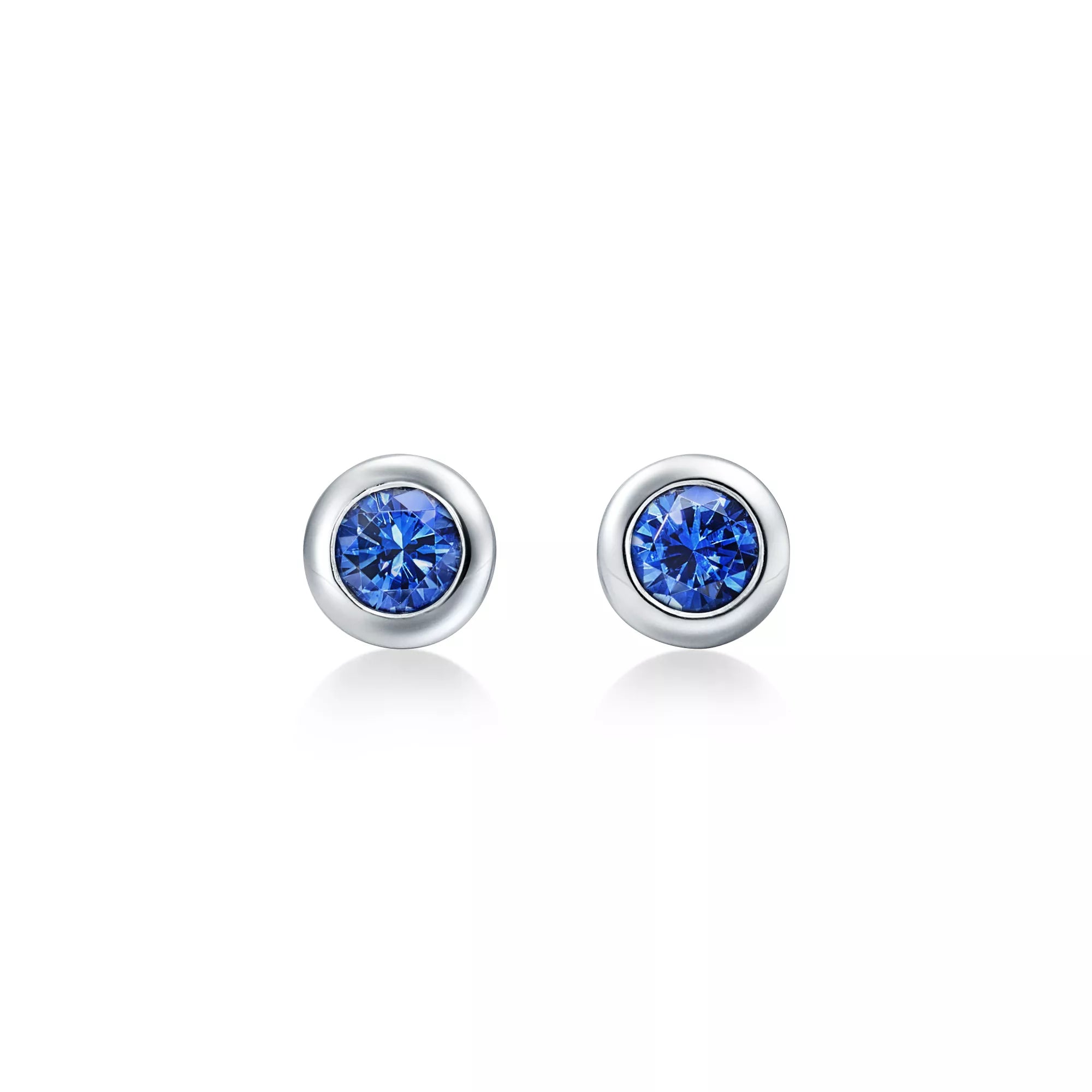 Carave Paris Blue Sapphire Bezel Set Stud Earrings