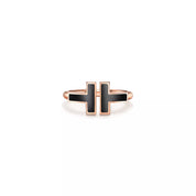 Carave Paris Black Enamel Double T Ring