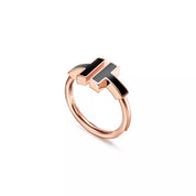 Carave Paris Black Enamel Double T Ring