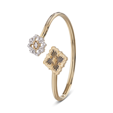 Carave Paris Black Enamel Floral Open Cuff Bangle