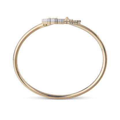 Carave Paris Black Enamel Floral Open Cuff Bangle