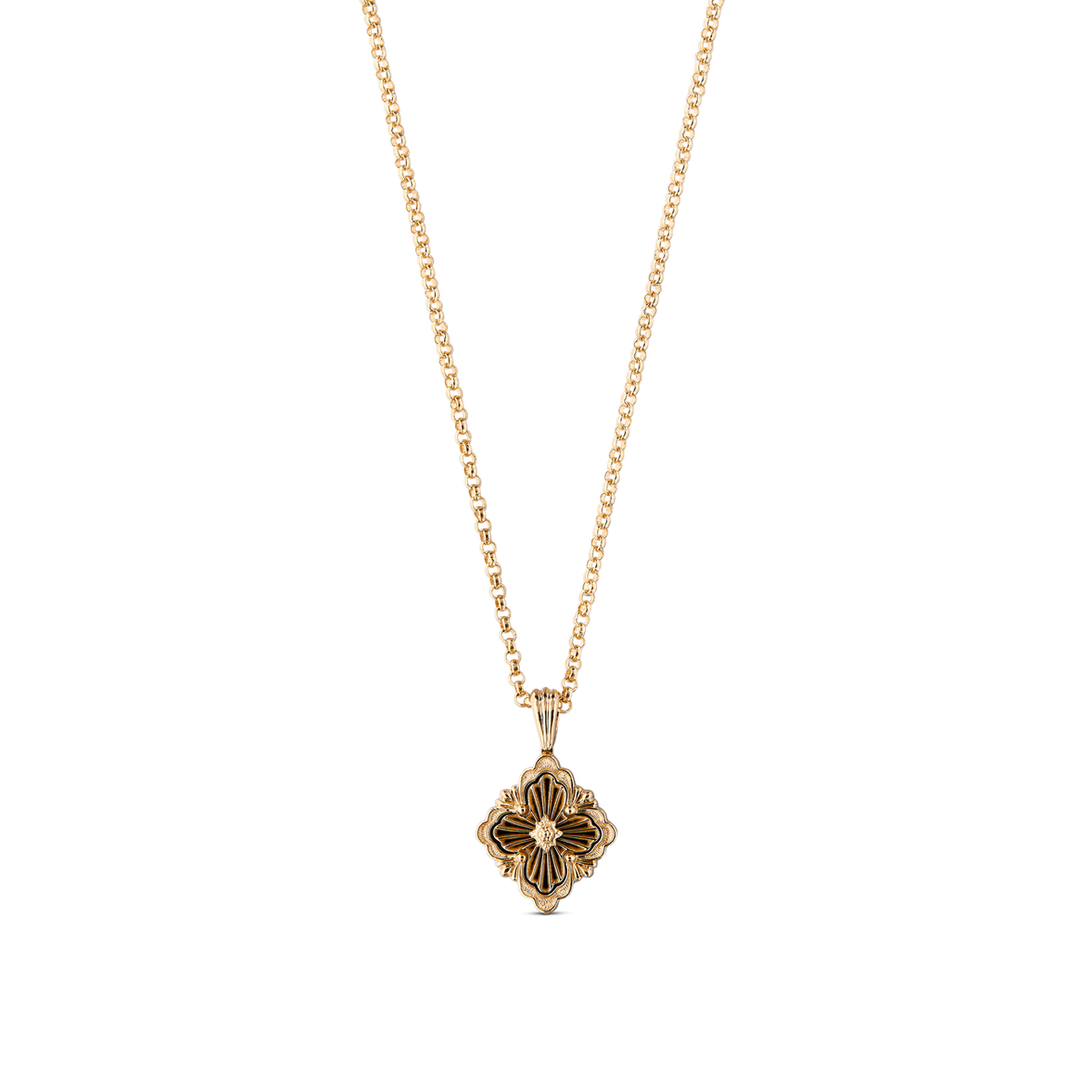 Carave Paris Black Enamel Quatrefoil Pendant Necklace