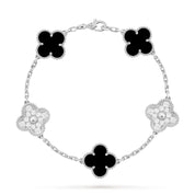 Carave Paris Black Onyx & Diamond Floral Motif Bracelet