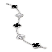 Carave Paris Black Onyx & Diamond Floral Motif Bracelet