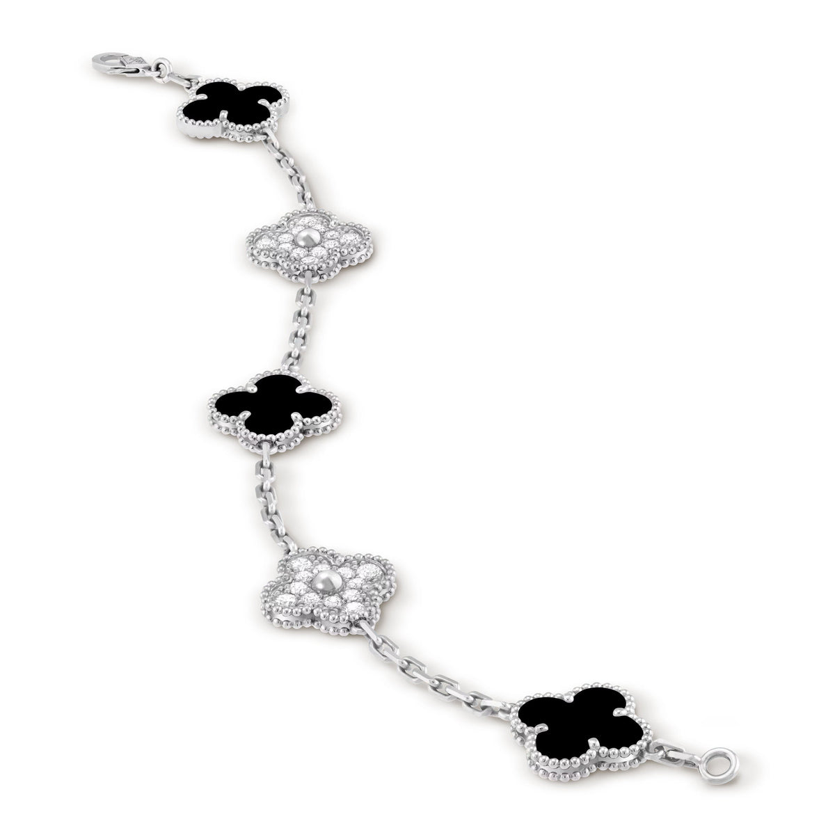 Carave Paris Black Onyx & Diamond Floral Motif Bracelet