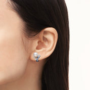 Carave Paris Blue Gem Pearl Crossover Earrings