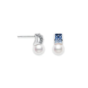 Carave Paris Blue Gem Pearl Stud Earrings
