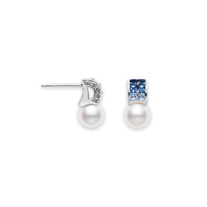 Carave Paris Blue Gem Pearl Stud Earrings