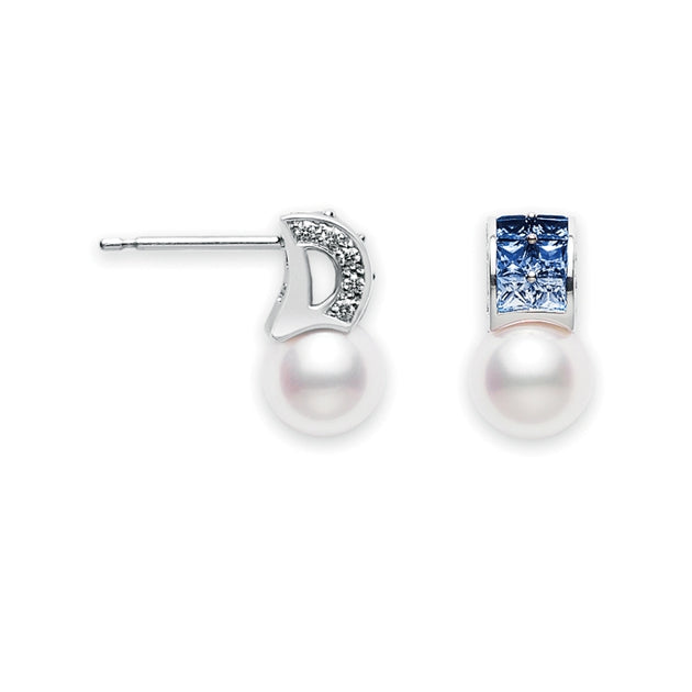 Carave Paris Blue Gem Pearl Stud Earrings