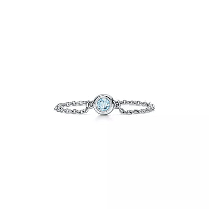 Carave Paris Blue Topaz Bezel Chain Ring