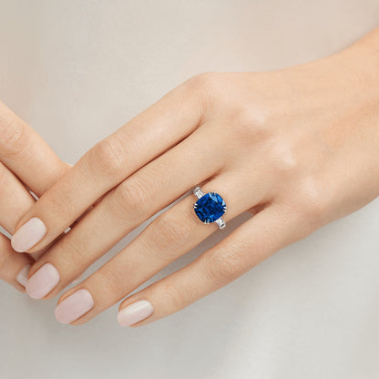Carave Paris Cushion Cut Blue Sapphire Statement Ring
