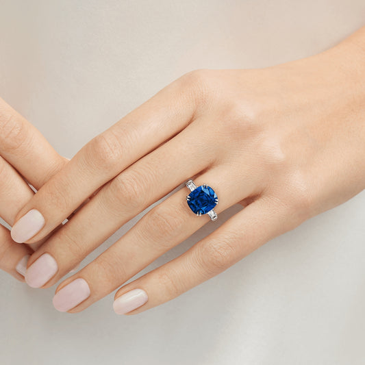 Carave Paris Cushion Cut Blue Sapphire Statement Ring