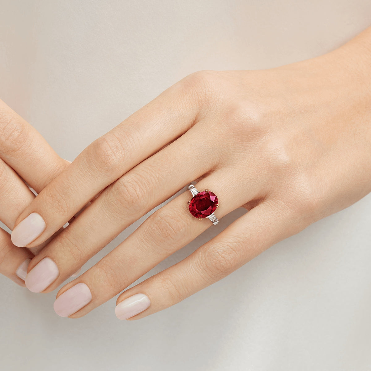 Carave Paris Cushion Cut Ruby Classic Engagement Ring