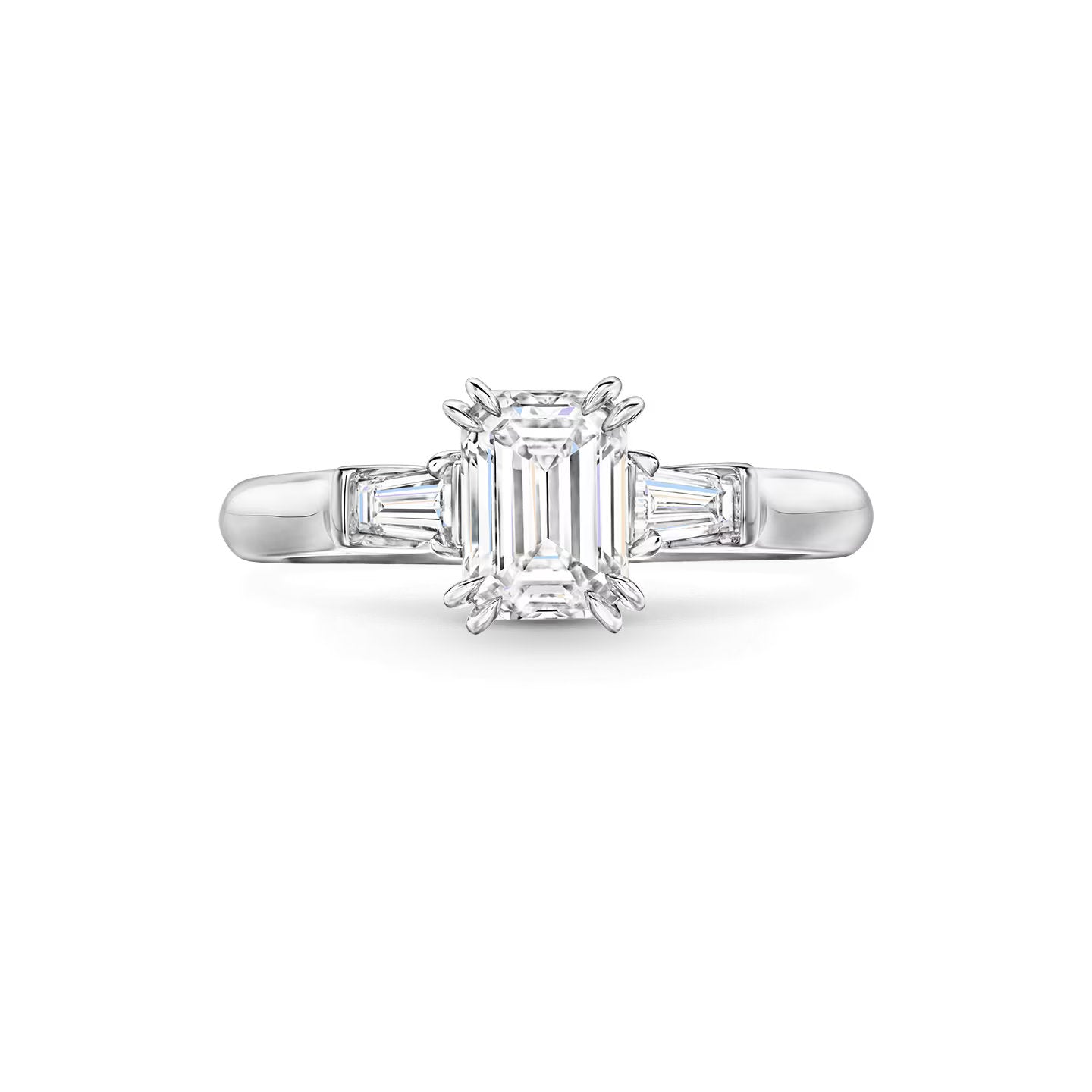 Carave Paris Emerald Cut Three Stone Diamond Engagement Ring