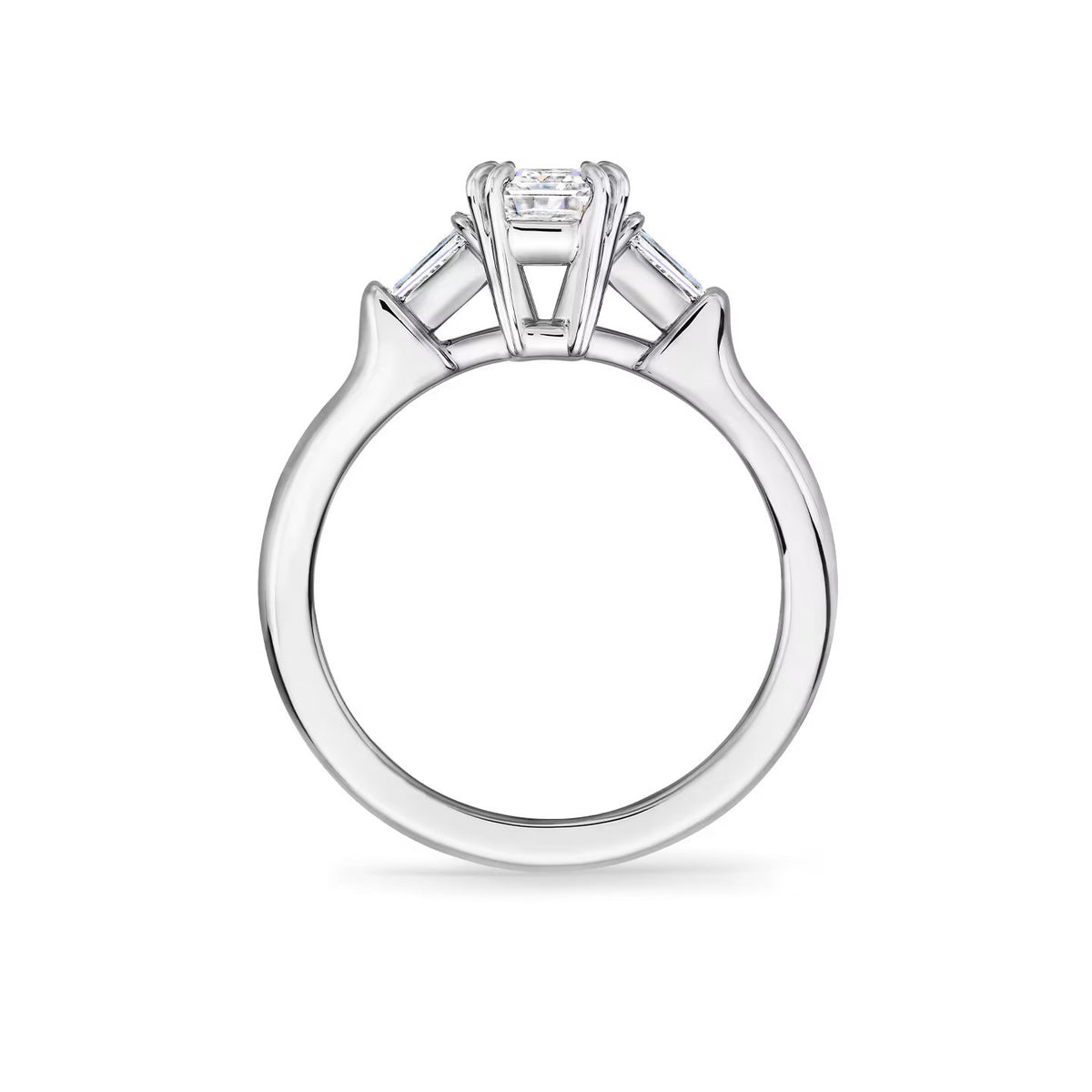 Carave Paris Emerald Cut Three Stone Diamond Engagement Ring