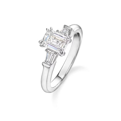 Carave Paris Emerald Cut Three Stone Diamond Engagement Ring