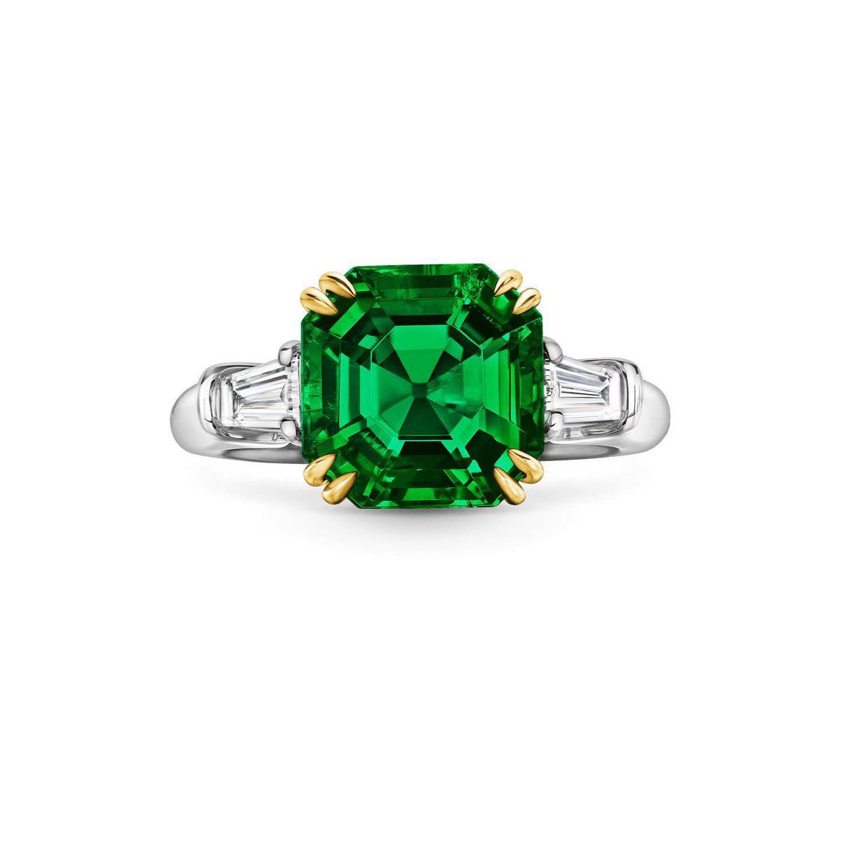 Carave Paris Emerald Cut Emerald Three Stone Ring