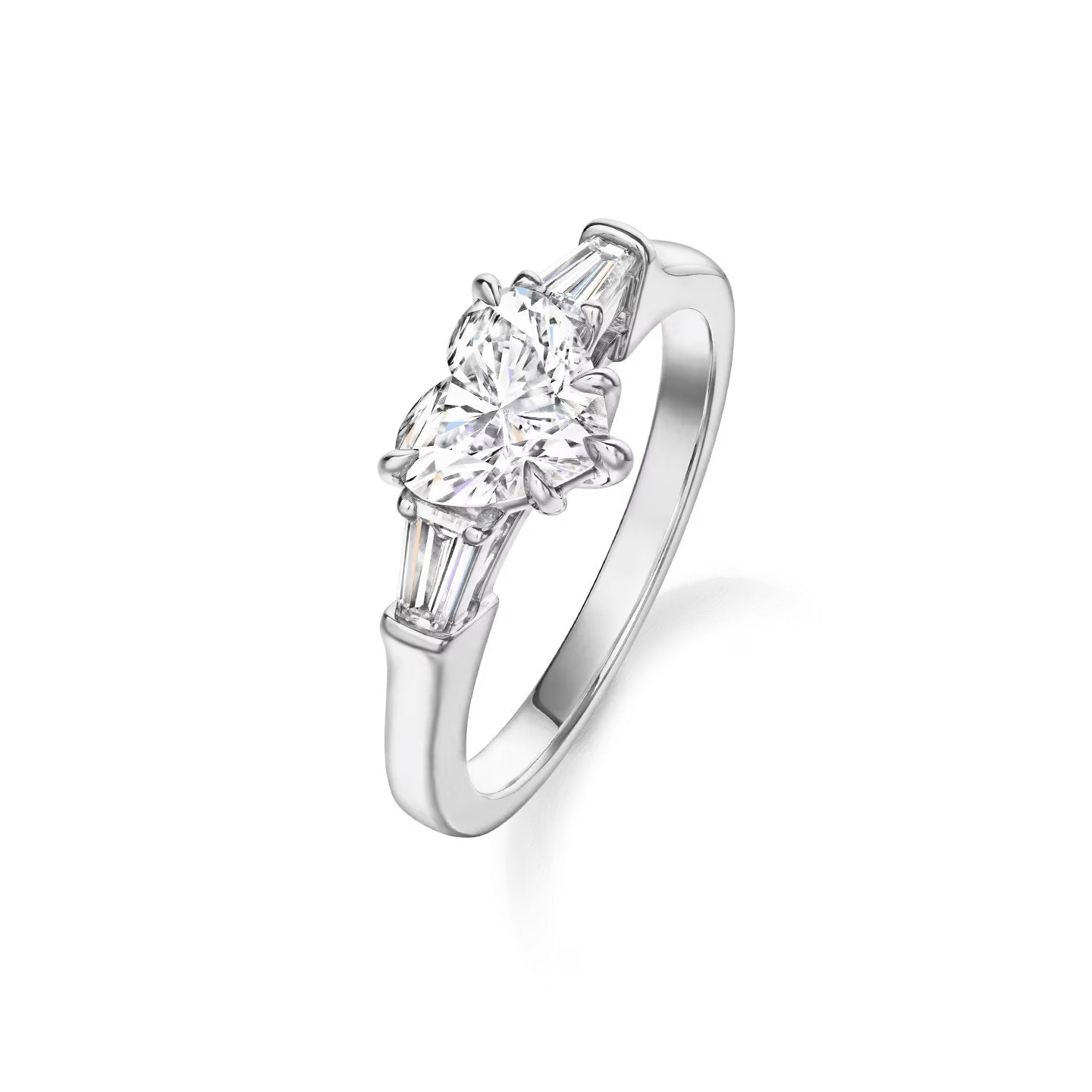 Carave Paris Heart Cut Diamond Three Stone Engagement Ring