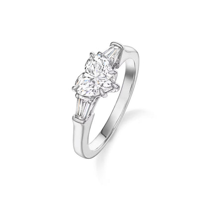 Carave Paris Heart Cut Diamond Three Stone Engagement Ring