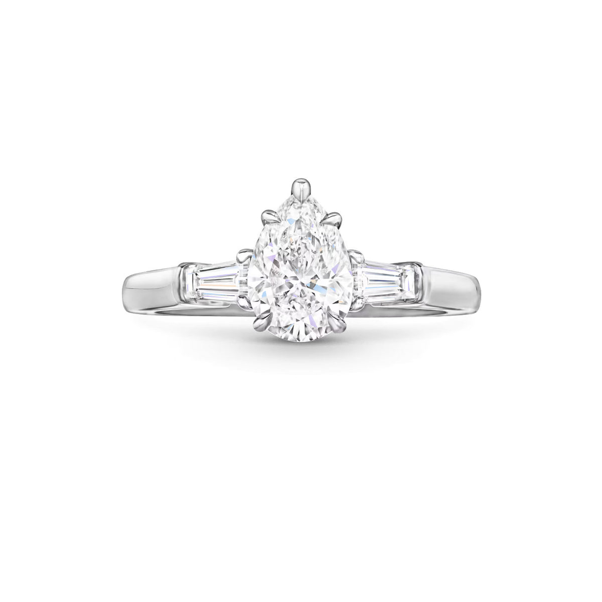 Carave Paris Pear Cut Diamond Three Stone Engagement Ring